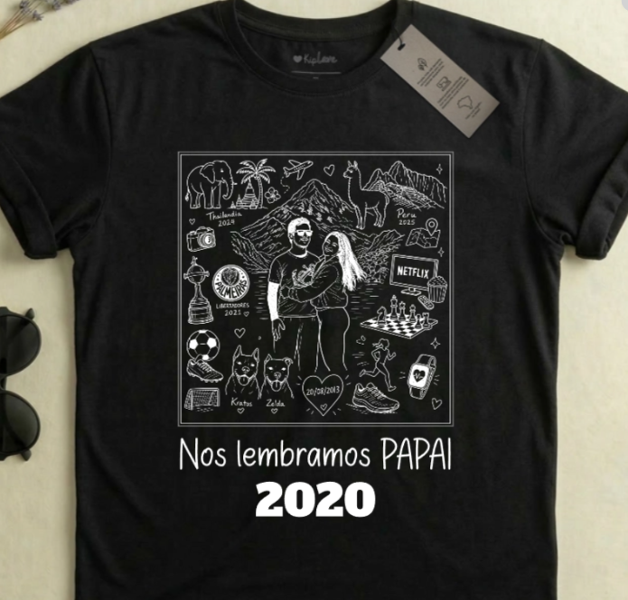 Nos Lembramos Papai - Camiseta Personalizada com A essência do seu Pai Em Simbolos