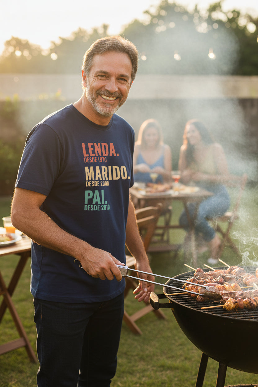Camiseta personalizada com foto e nome "Lenda, Marido, Pai", presente bem-humorado de Dia dos Pais