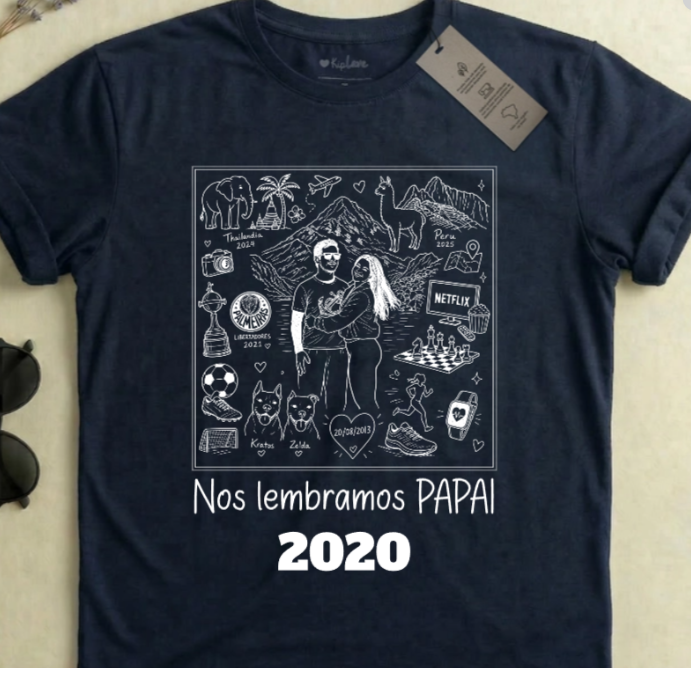 Nos Lembramos Papai - Camiseta Personalizada com A essência do seu Pai Em Simbolos