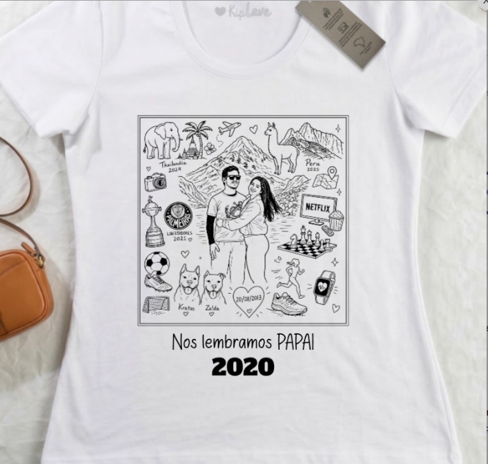 Nos Lembramos Papai - Camiseta Personalizada com A essência do seu Pai Em Simbolos
