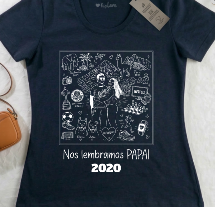Nos Lembramos Papai - Camiseta Personalizada com A essência do seu Pai Em Simbolos