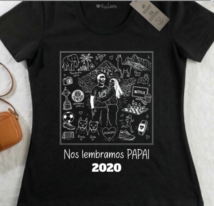 Nos Lembramos Papai - Camiseta Personalizada com A essência do seu Pai Em Simbolos